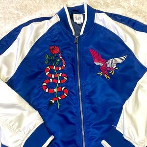 GAP Golden State embroidered Varsity jacket🌹🐍🦅